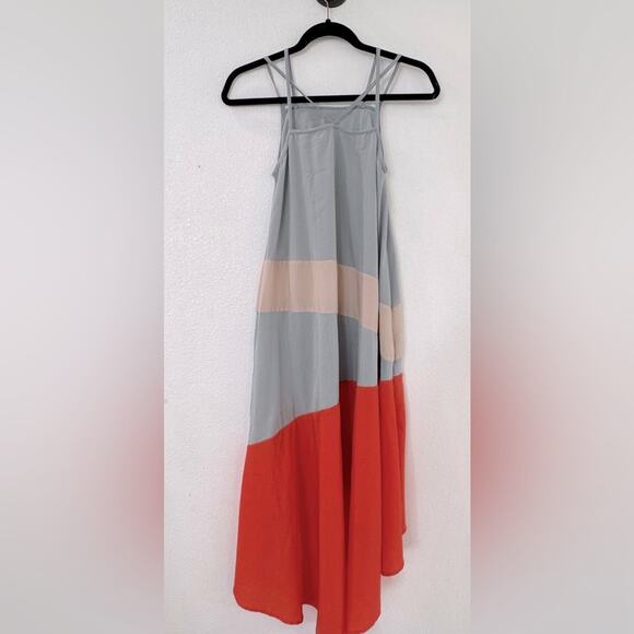 ASOS Silk Colorblock High Low Dress Womens Sz 2 - Picture 5 of 7
